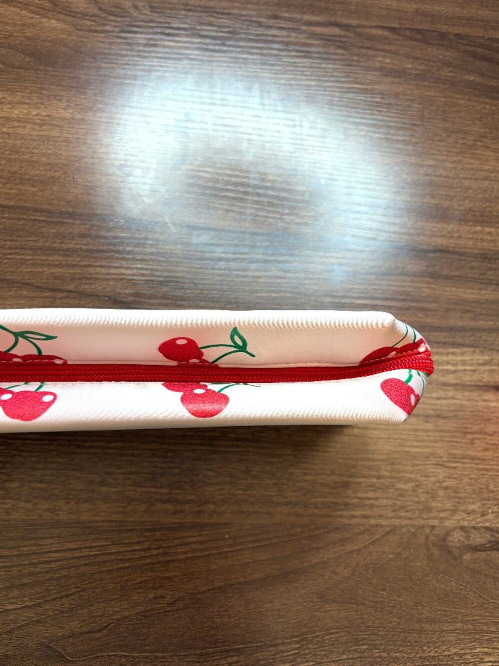 Cherry Print Makeup Pouch Zipper Bag with Crochet Cherry Charm Set - Picture 4 of 4